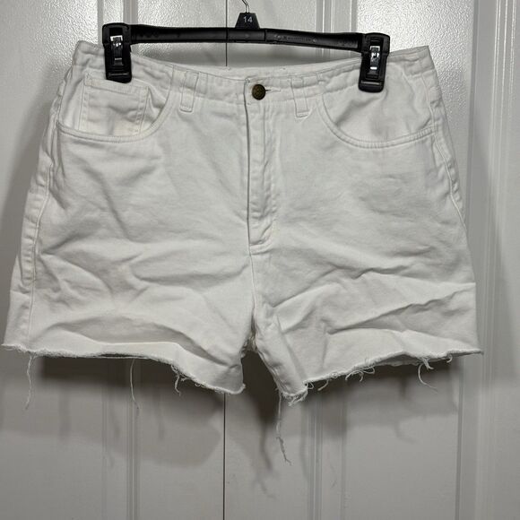 Talbots Denim Shorts Women 10 White High Rise Frayed Hem Casual Classic Summer - Picture 1 of 9